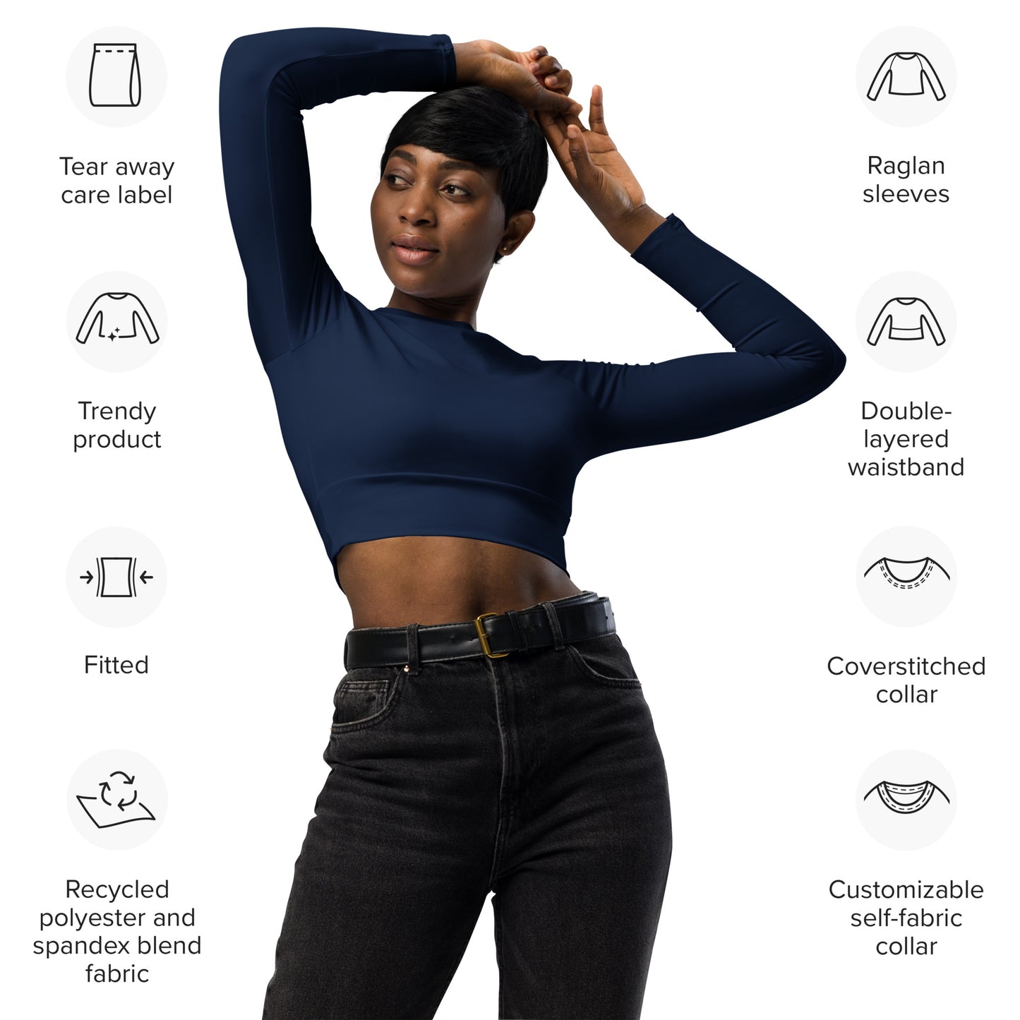 Voyea Recycled long-sleeve crop top