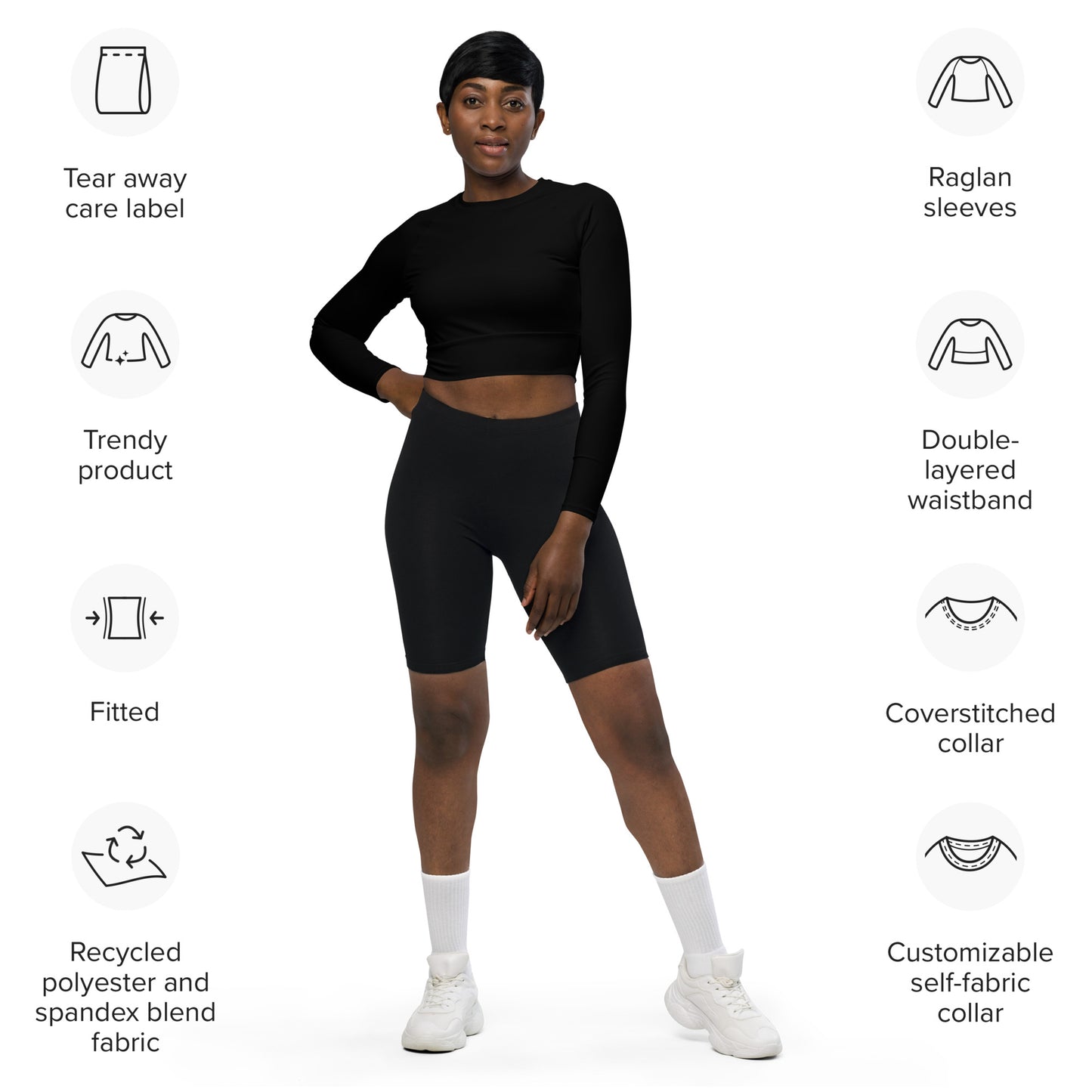 Voyea  Recycled long-sleeve crop top