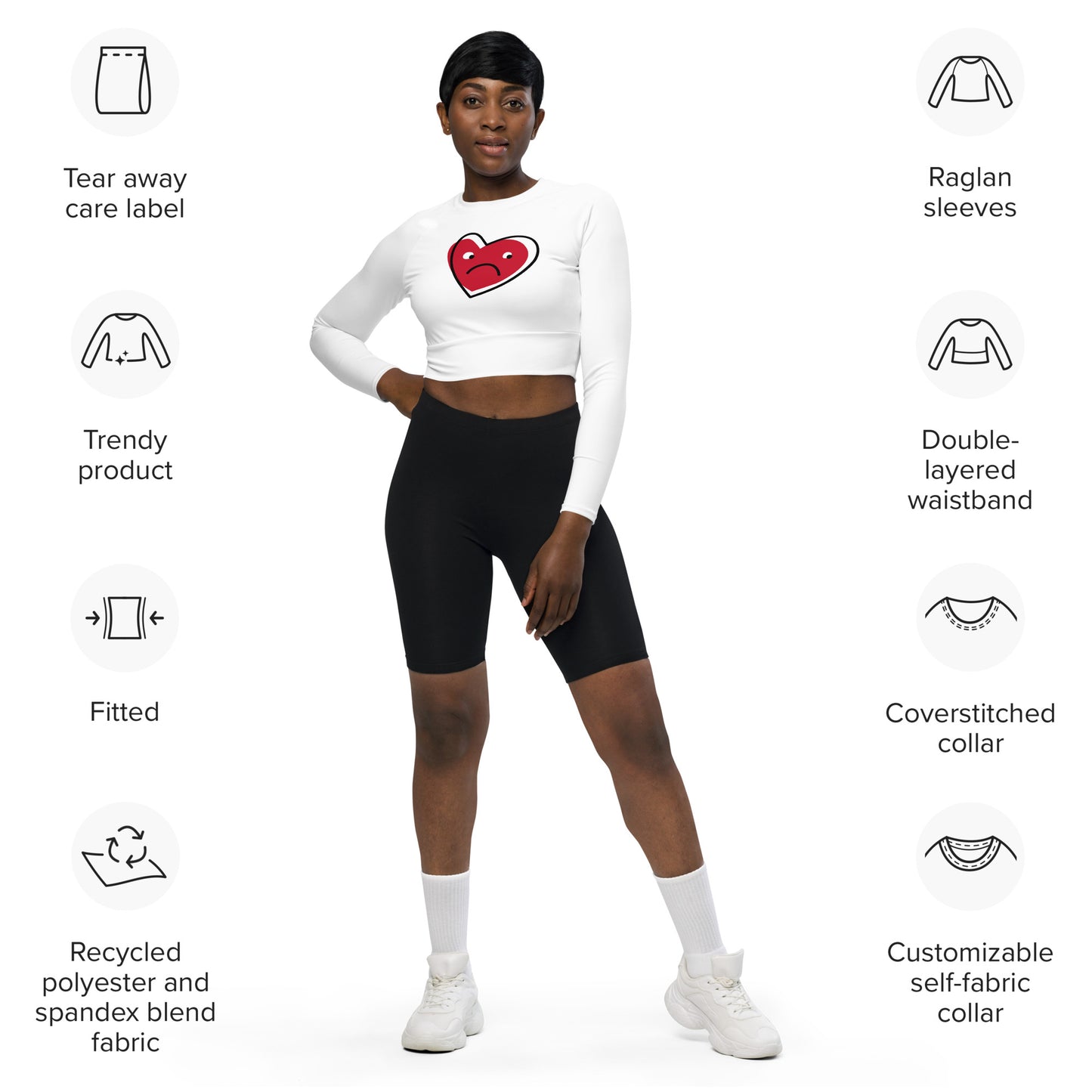 supa  heart Recycled long-sleeve crop top