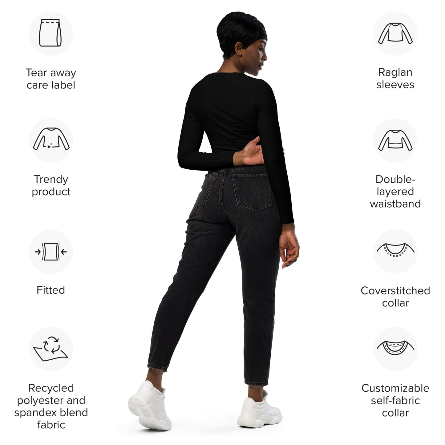 Voyea  Recycled long-sleeve crop top