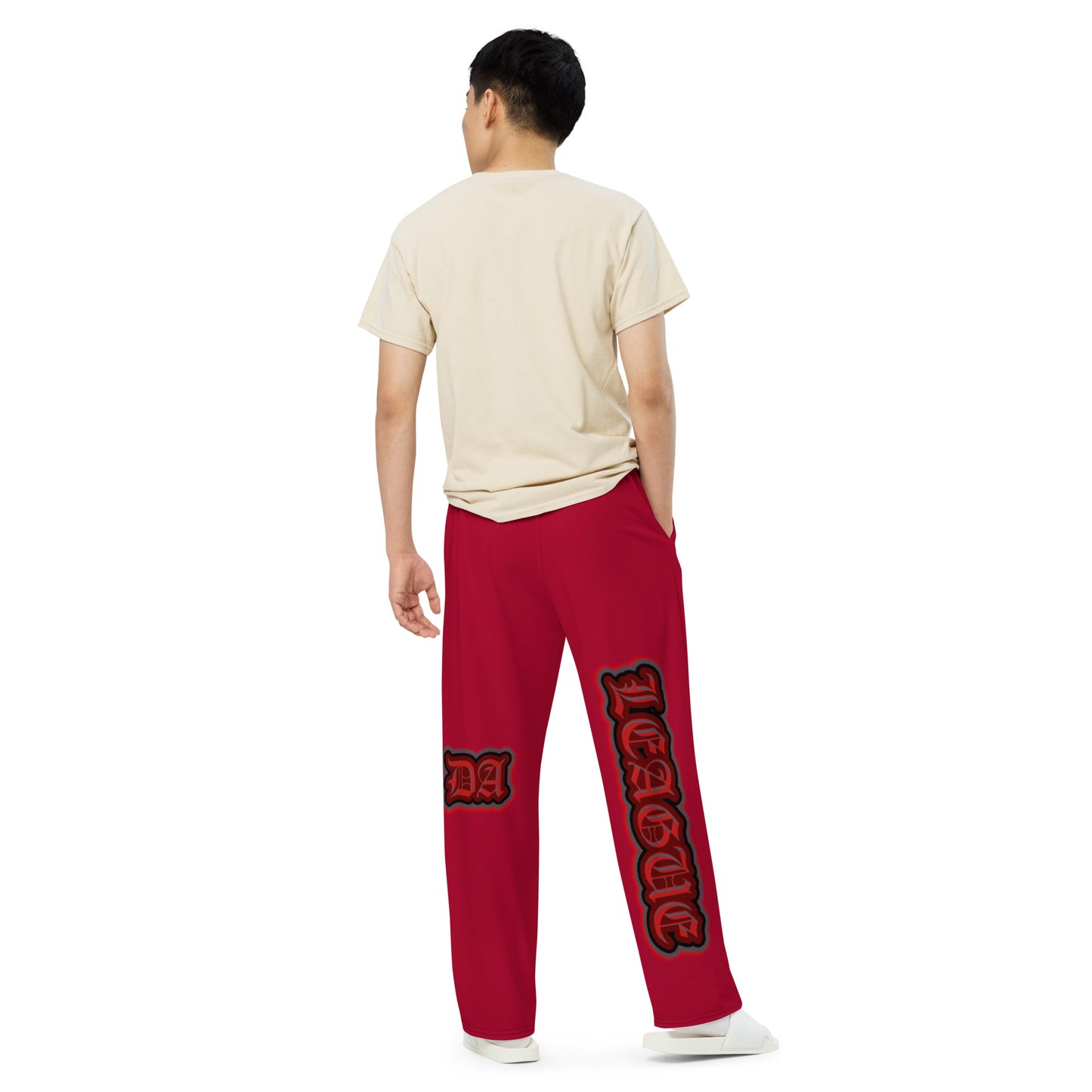 da league red-----ALL-over print unisex wide-leg pants