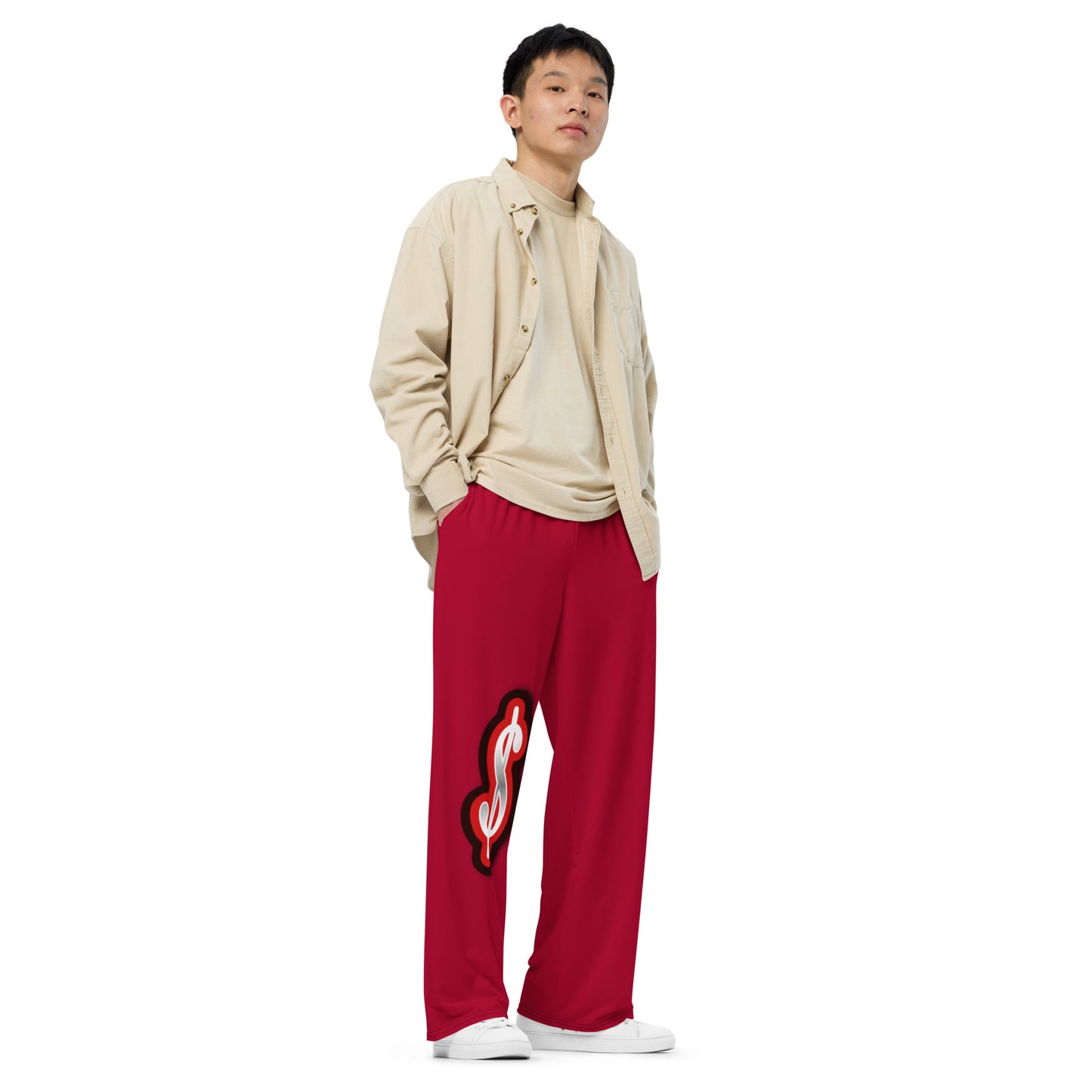 da league red-----ALL-over print unisex wide-leg pants