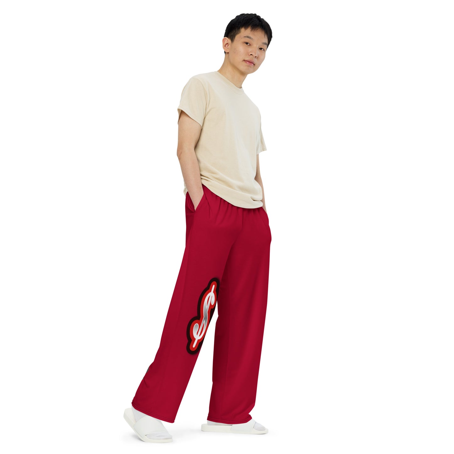 da league red-----ALL-over print unisex wide-leg pants