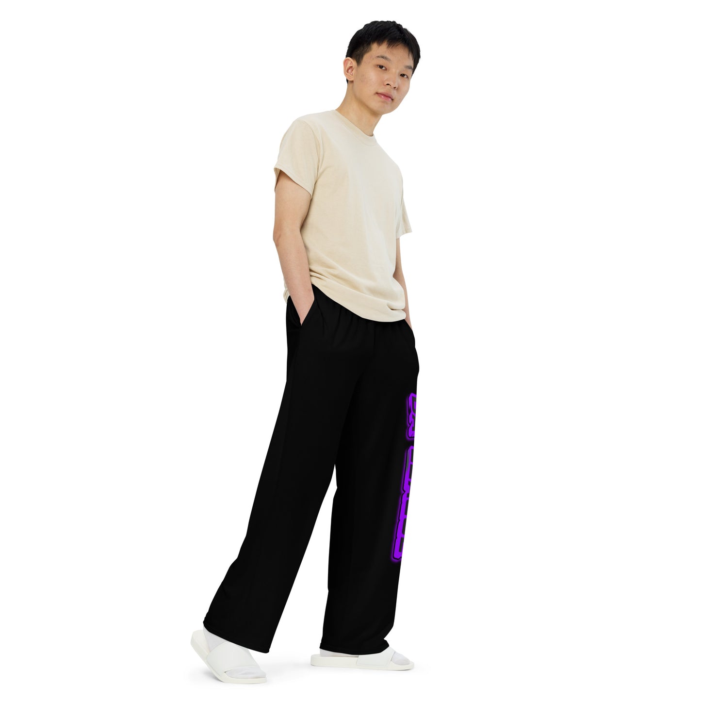 da league PURPLE--==ALL--over print unisex wide-leg pants