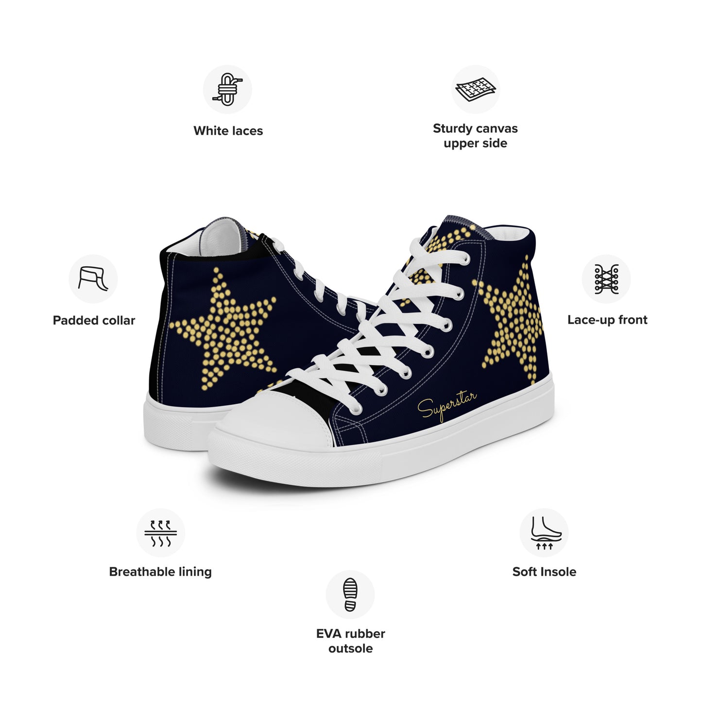 supa star Men’s high top canvas shoes