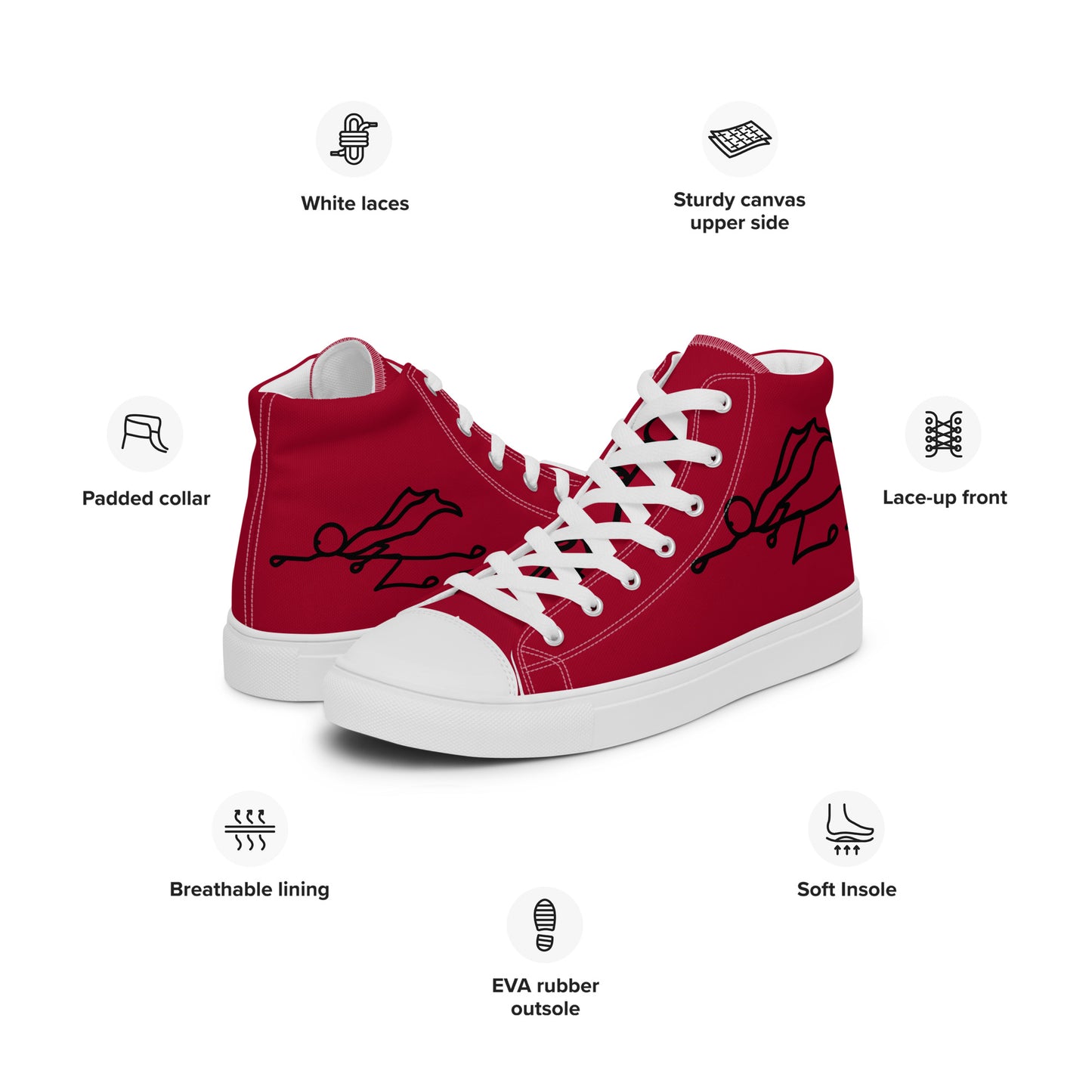 SUPA RED Men’s high top canvas shoes