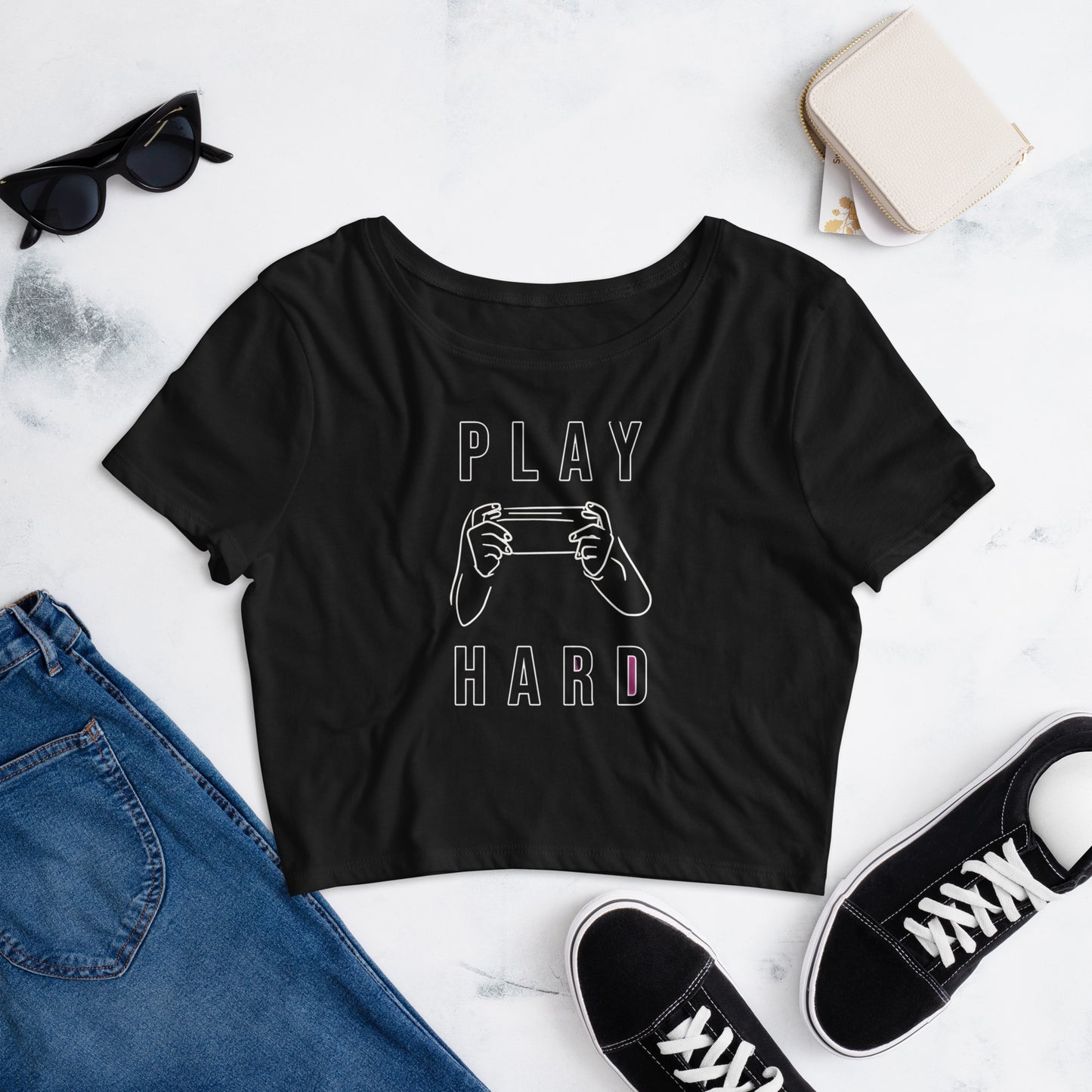 SuPerKiDViCiouZ play hard  Women’s Crop Tee