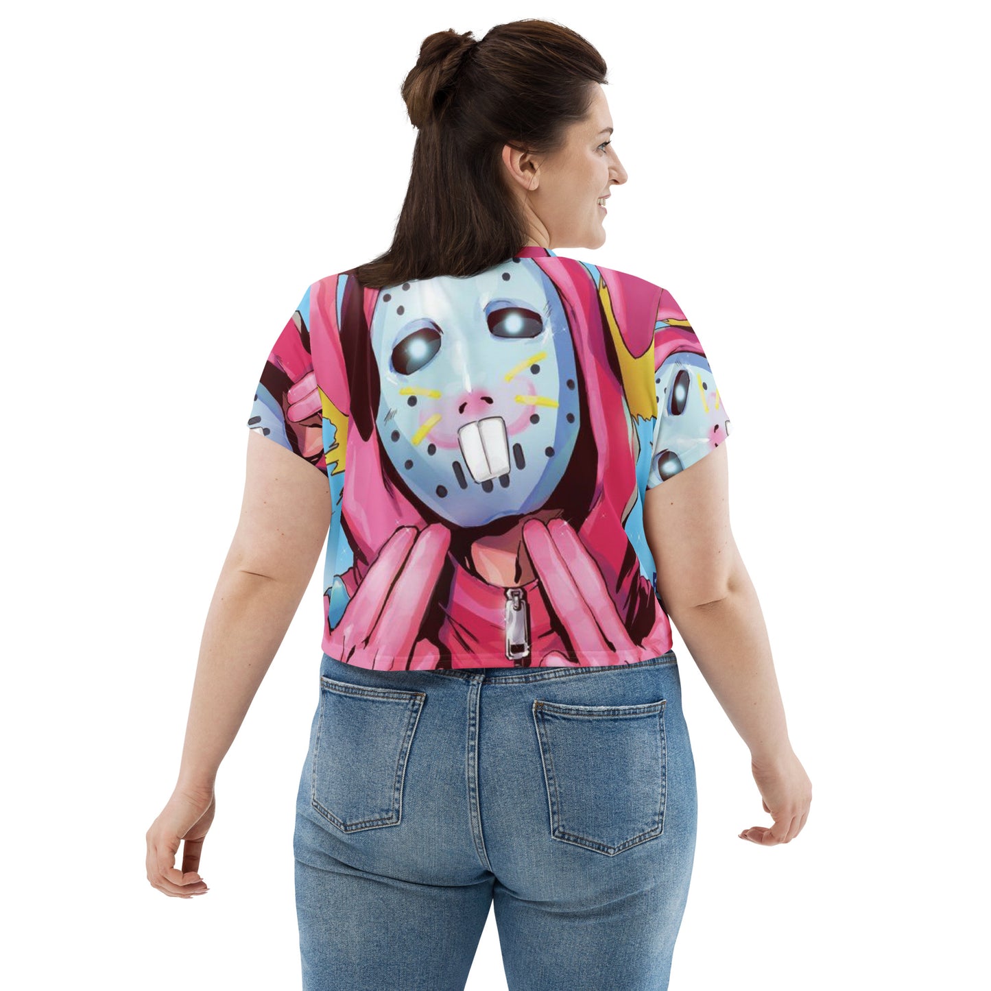 SUPA PINK FN  All-Over Print Crop Tee