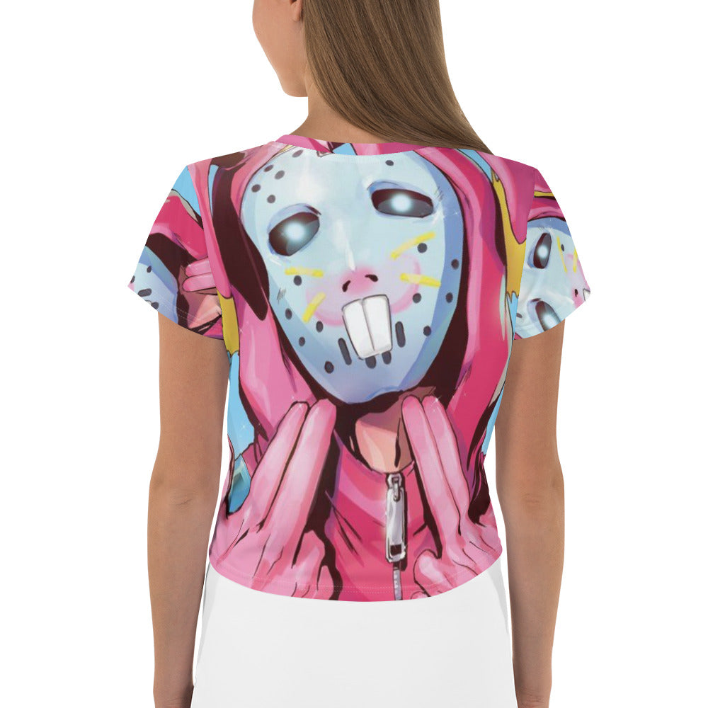 SUPA PINK FN  All-Over Print Crop Tee