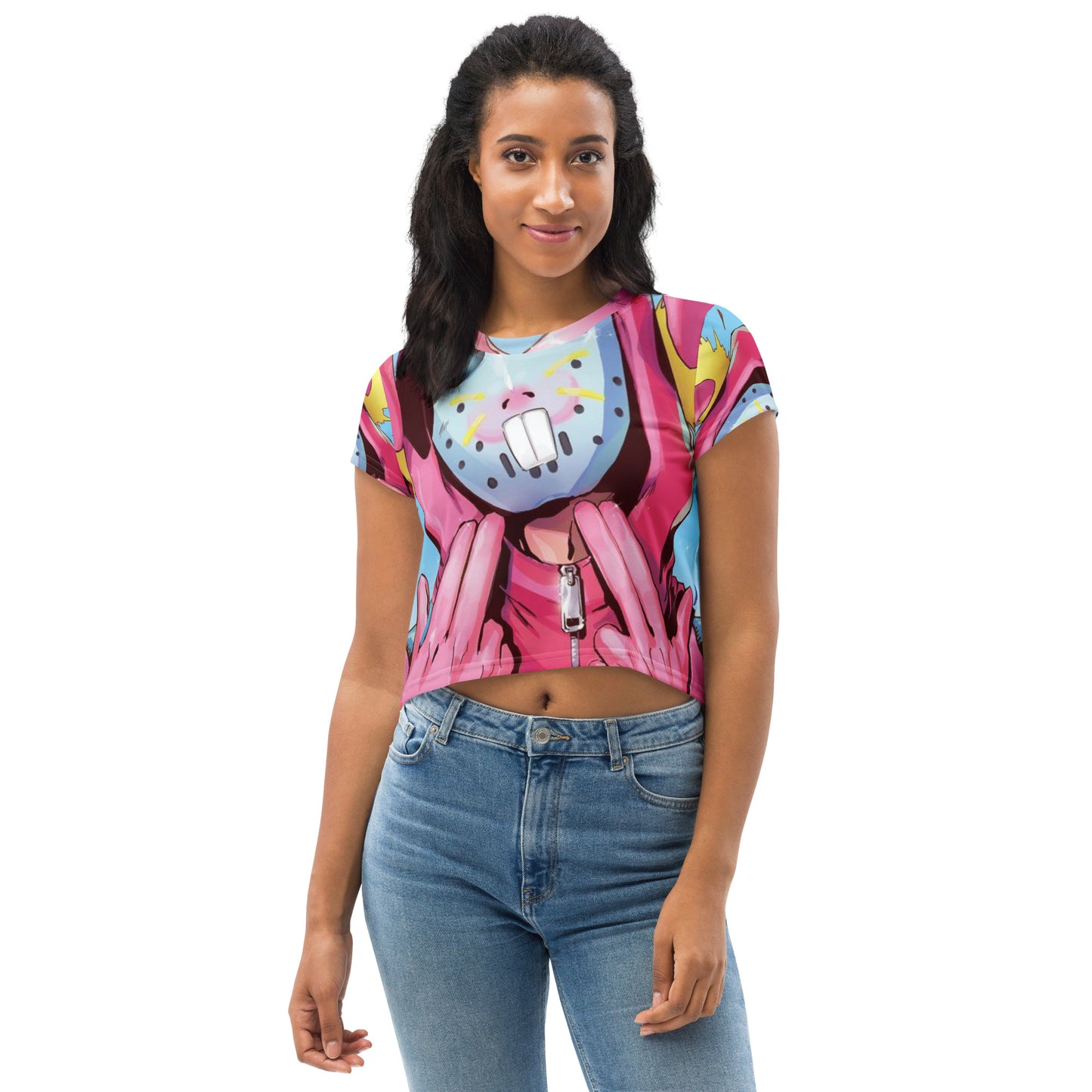 SUPA PINK FN  All-Over Print Crop Tee