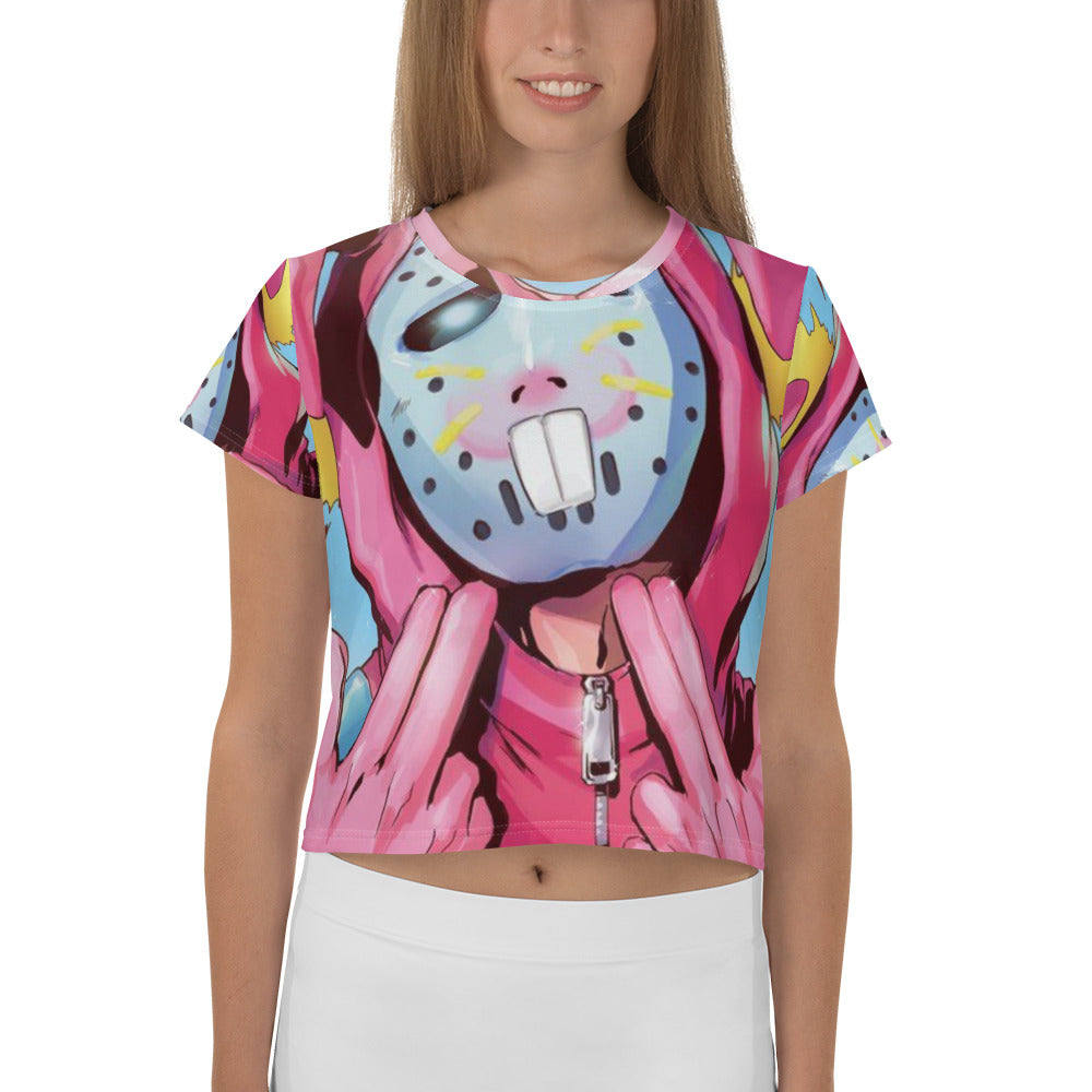 SUPA PINK FN  All-Over Print Crop Tee