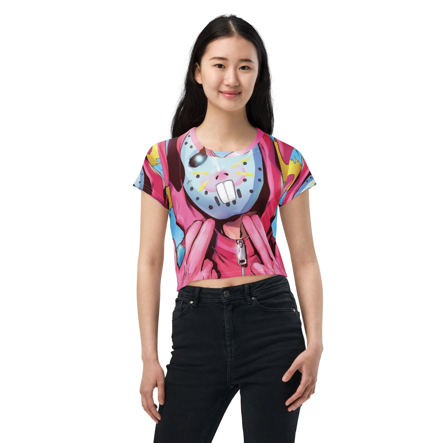 SUPA PINK FN  All-Over Print Crop Tee