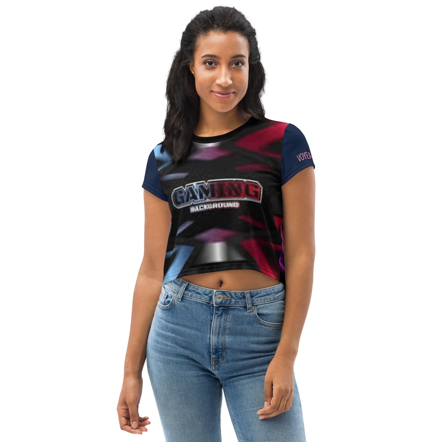 VOYEA GAMER GIRL All-Over Print Crop Tee