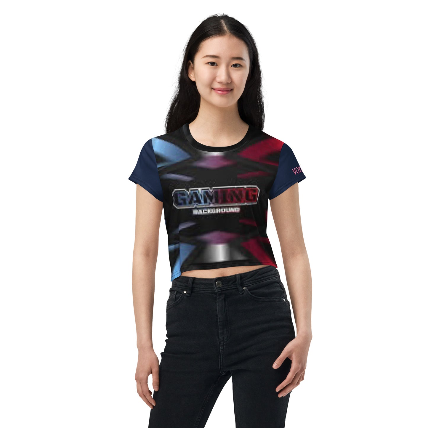 VOYEA GAMER GIRL All-Over Print Crop Tee