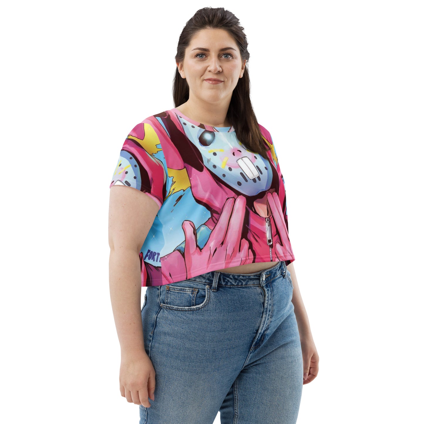 SUPA PINK FN  All-Over Print Crop Tee