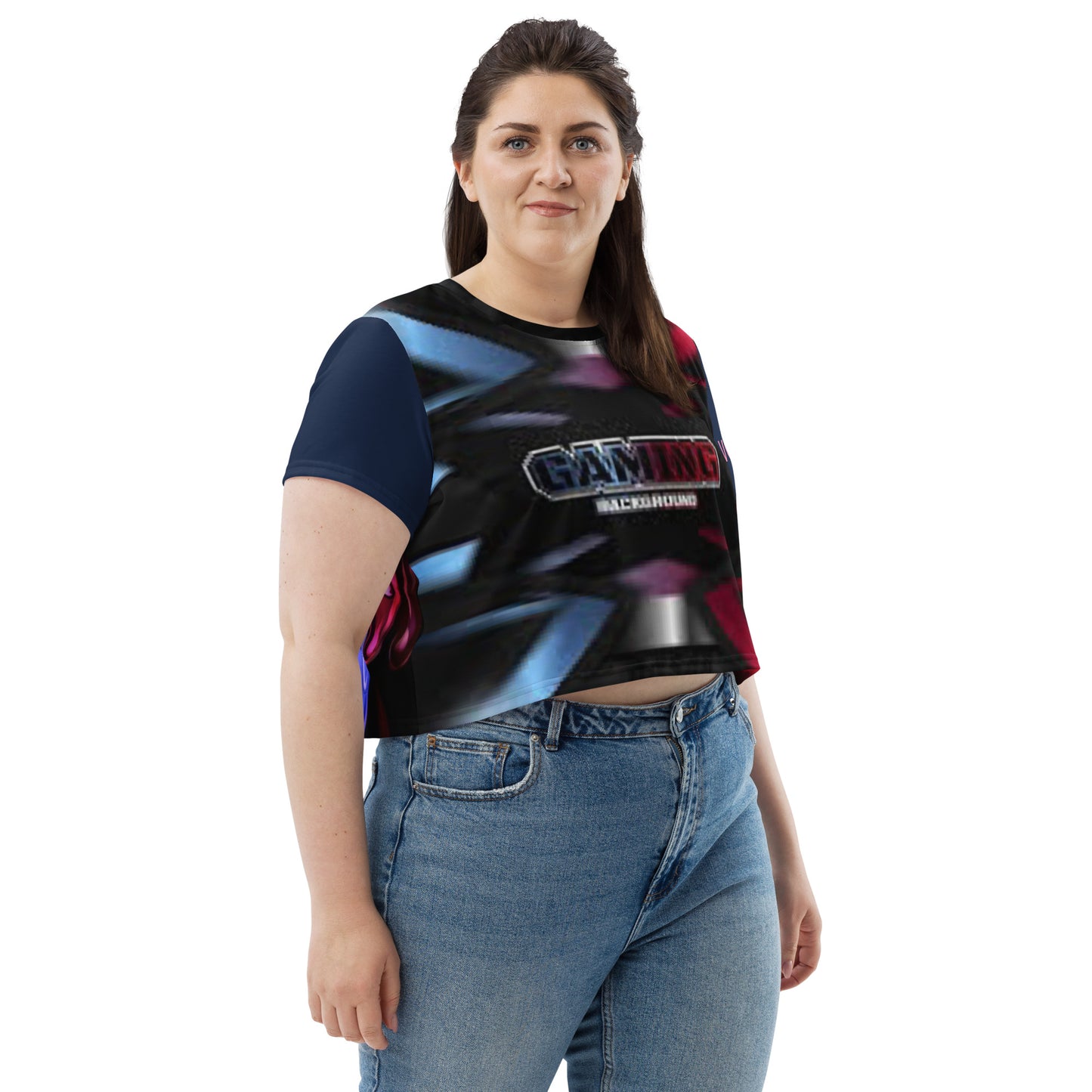 VOYEA GAMER GIRL All-Over Print Crop Tee