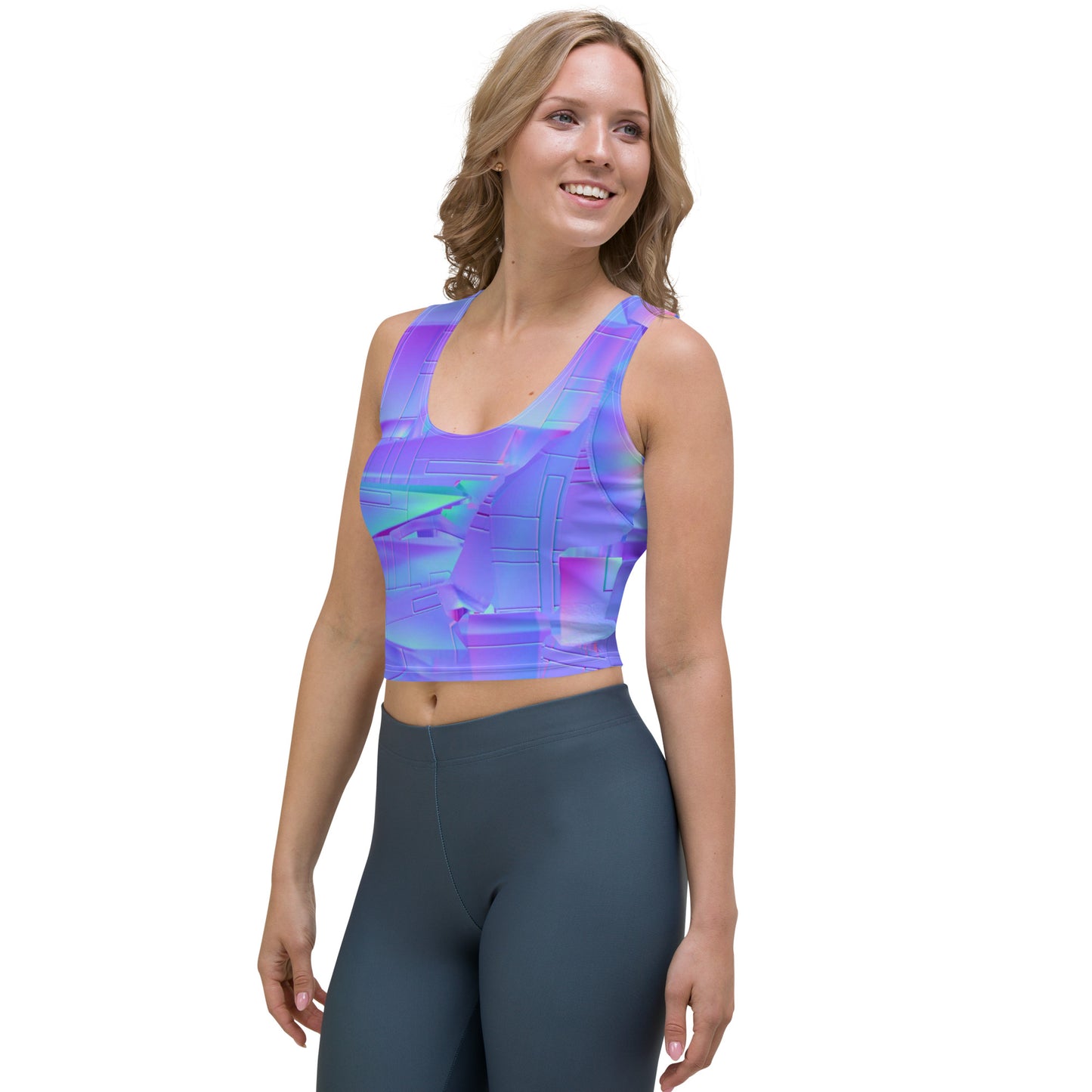 neON purple SuPeR MeSH Crop Top