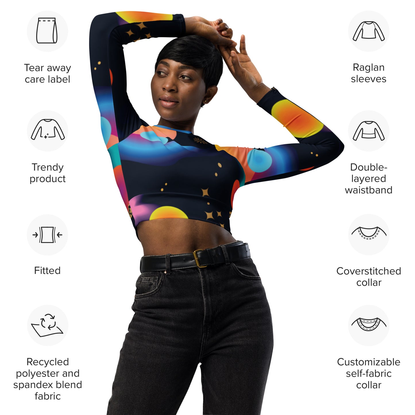 supa space Recycled long-sleeve crop top