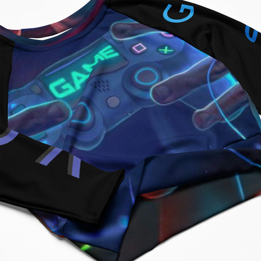 GIRL GAMER Recycled long-sleeve crop top