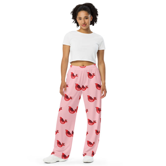 sup pink All-over print unisex wide-leg pants