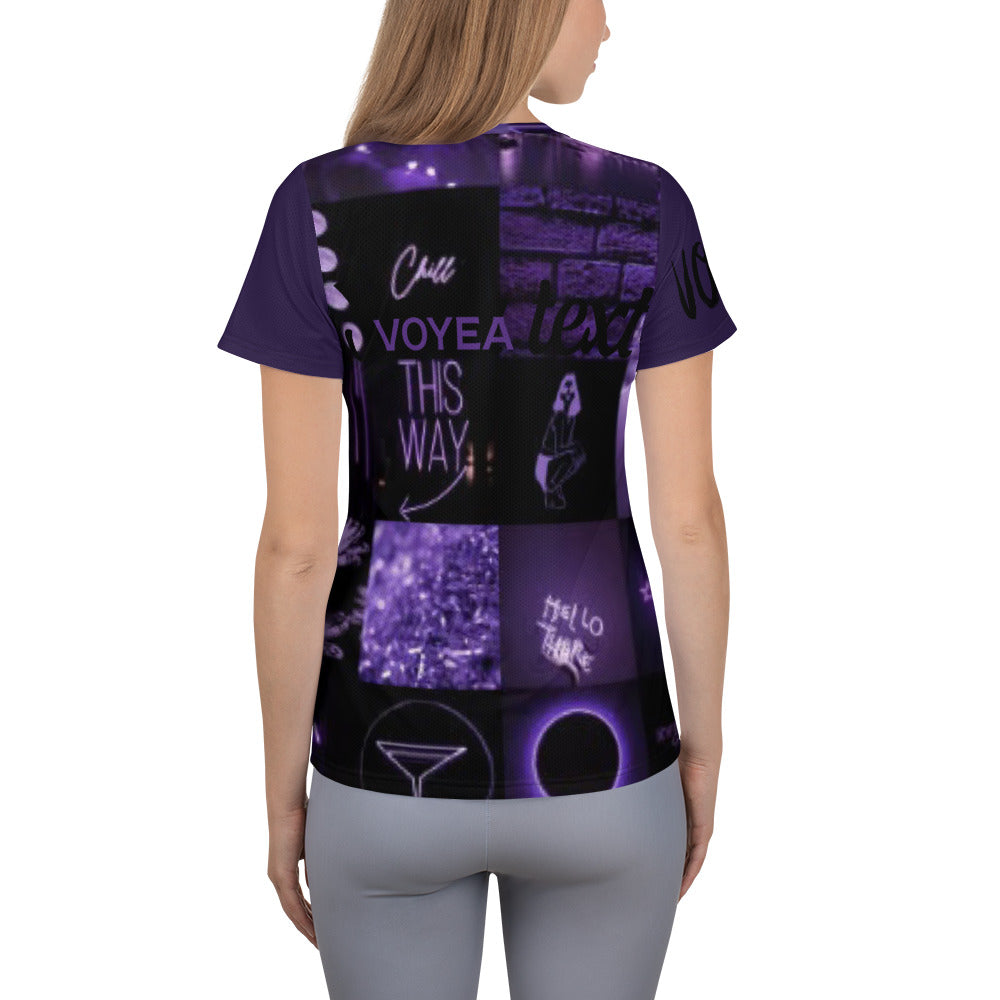 VOYEA All-Over Print Women's Athletic T-shirt