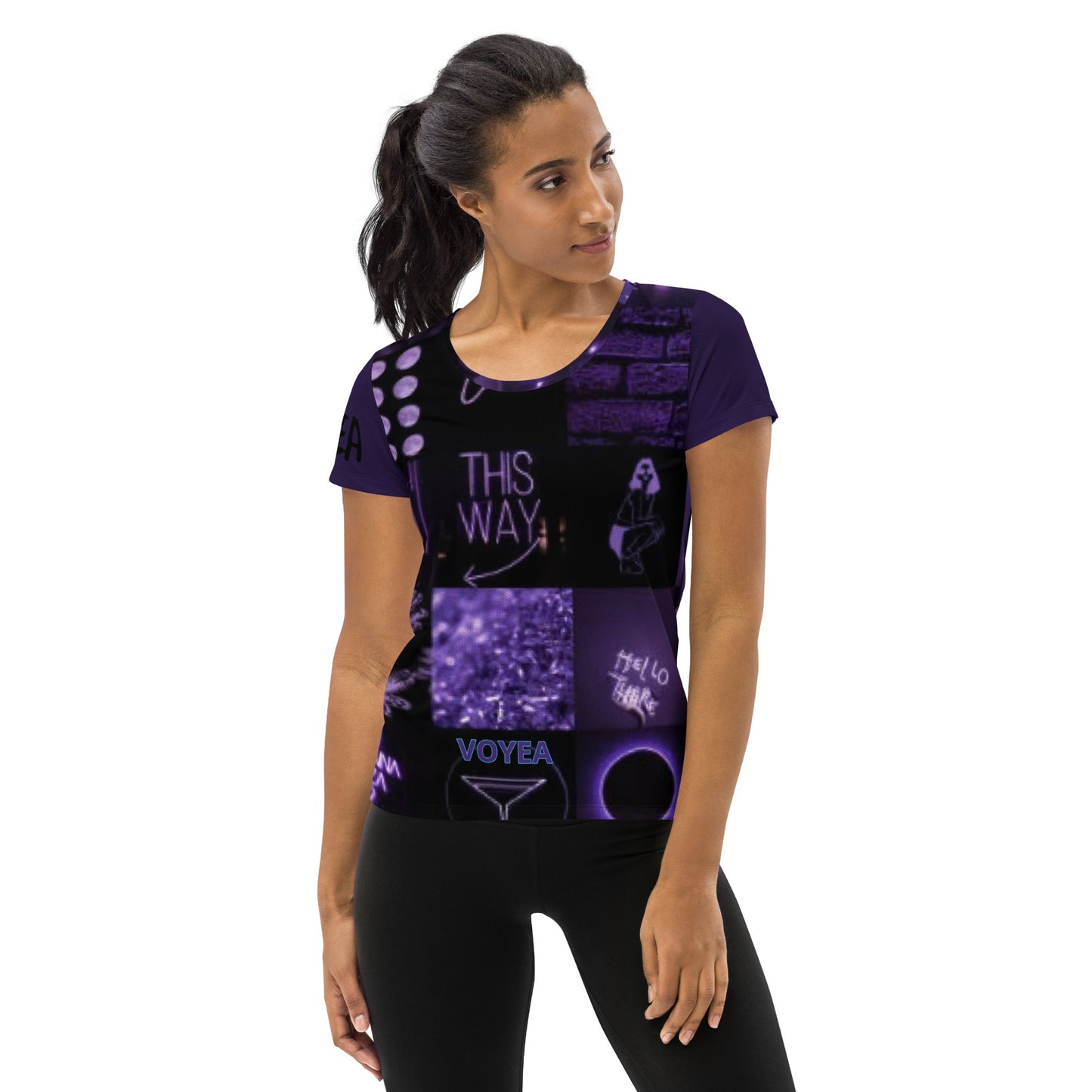 VOYEA All-Over Print Women's Athletic T-shirt