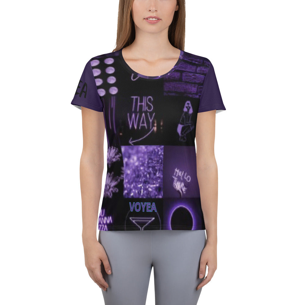 VOYEA All-Over Print Women's Athletic T-shirt