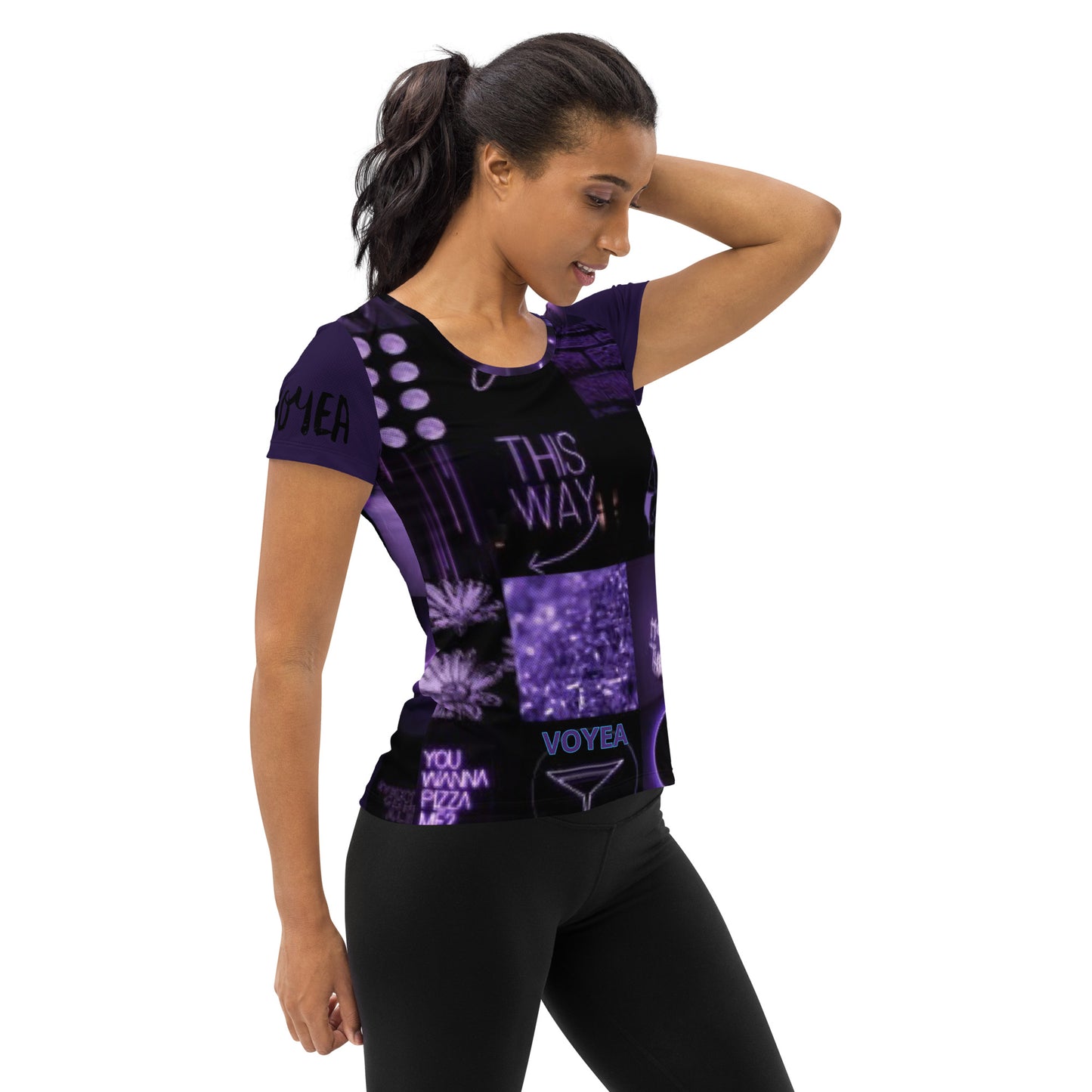 VOYEA All-Over Print Women's Athletic T-shirt