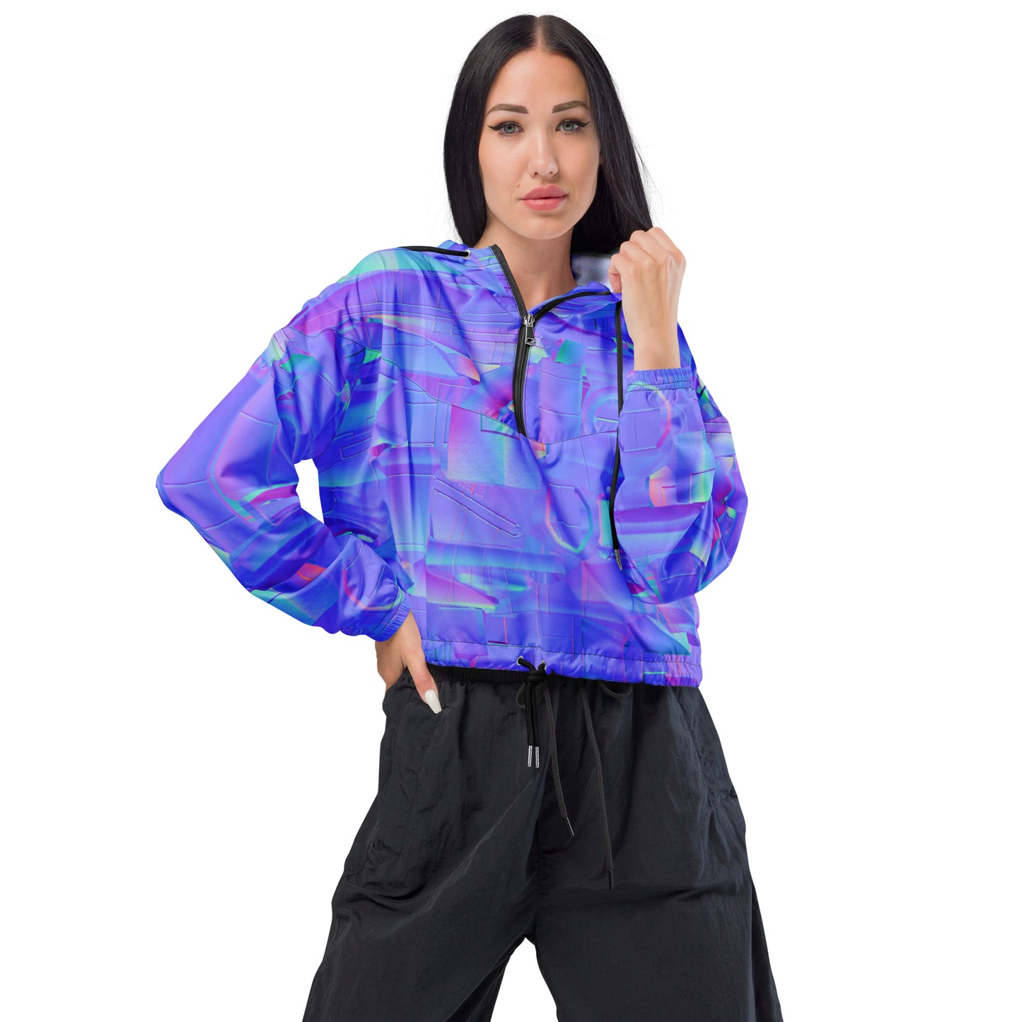 super neon  purple Women’s cropped windbreaker
