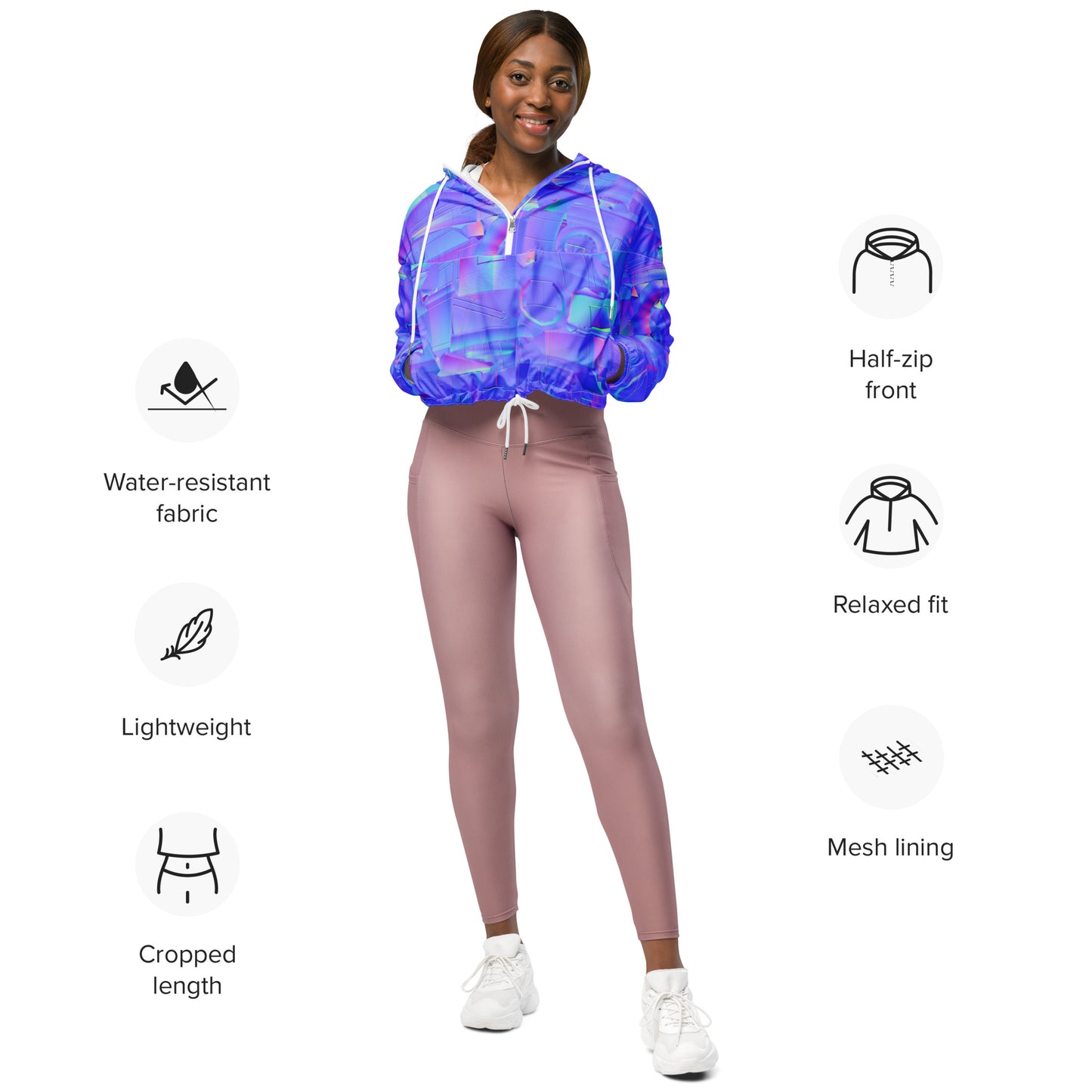 super neon  purple Women’s cropped windbreaker